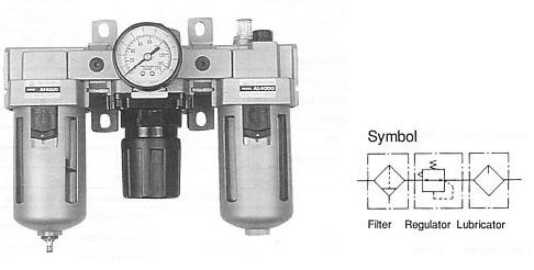 空氣過濾器＋減壓閥＋給油器--YAC 3000, 4000