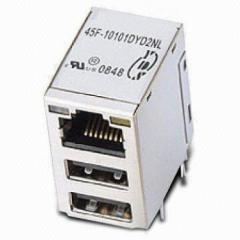 45F Series . 10/100/100 Base-TX RJ45 /Dual USB Jack With Magnetic Module(45F Ser